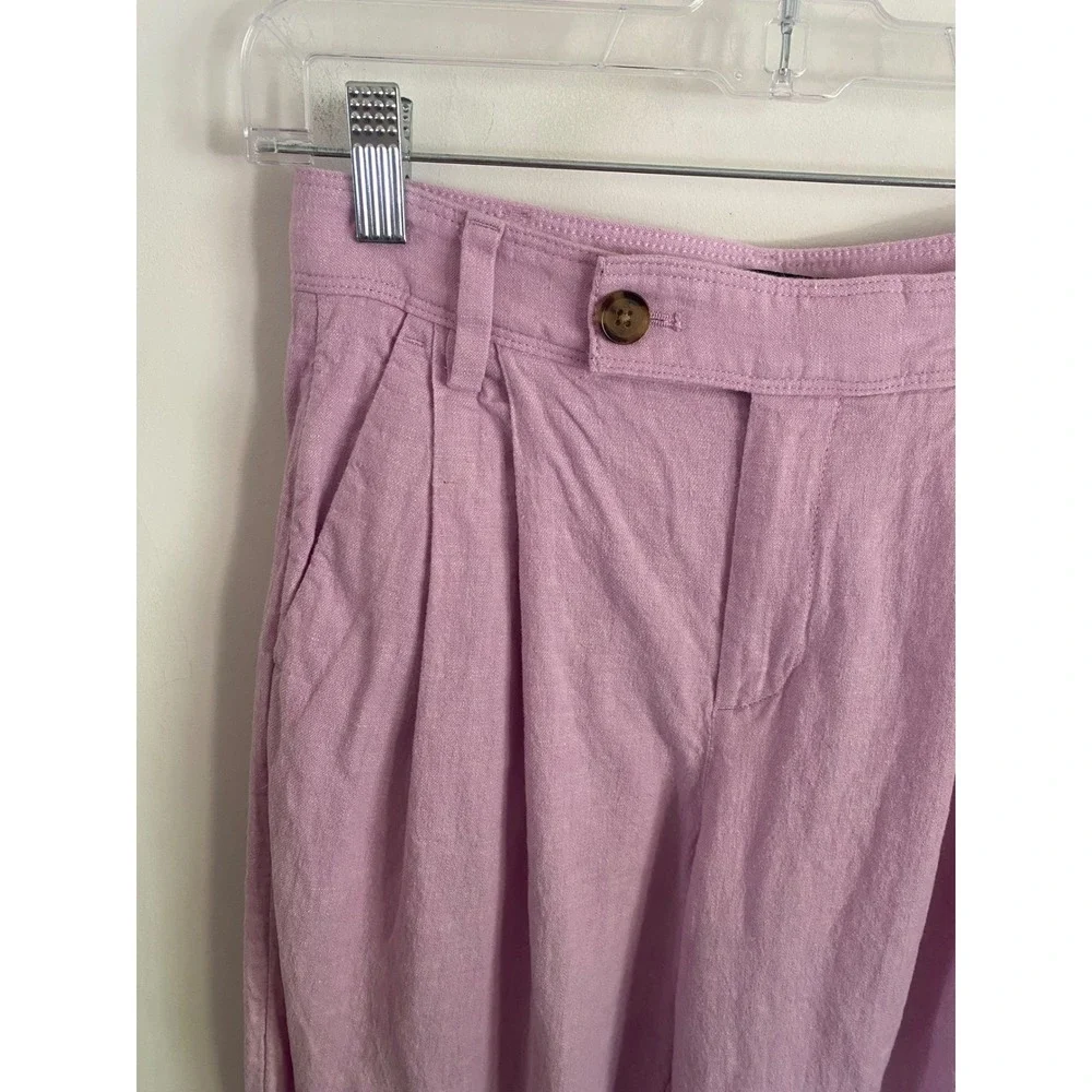 Banana‎ Republic Petite 0 Lilac Pink Linen Blend Pleated Tapered Trousers Pants